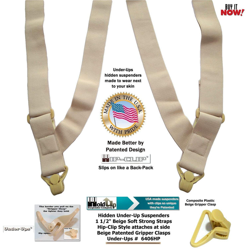 [Australia] - Hold Brand hidden undergarment beige side-clip style Suspenders with airport friendly Beige Gripper Clasps 