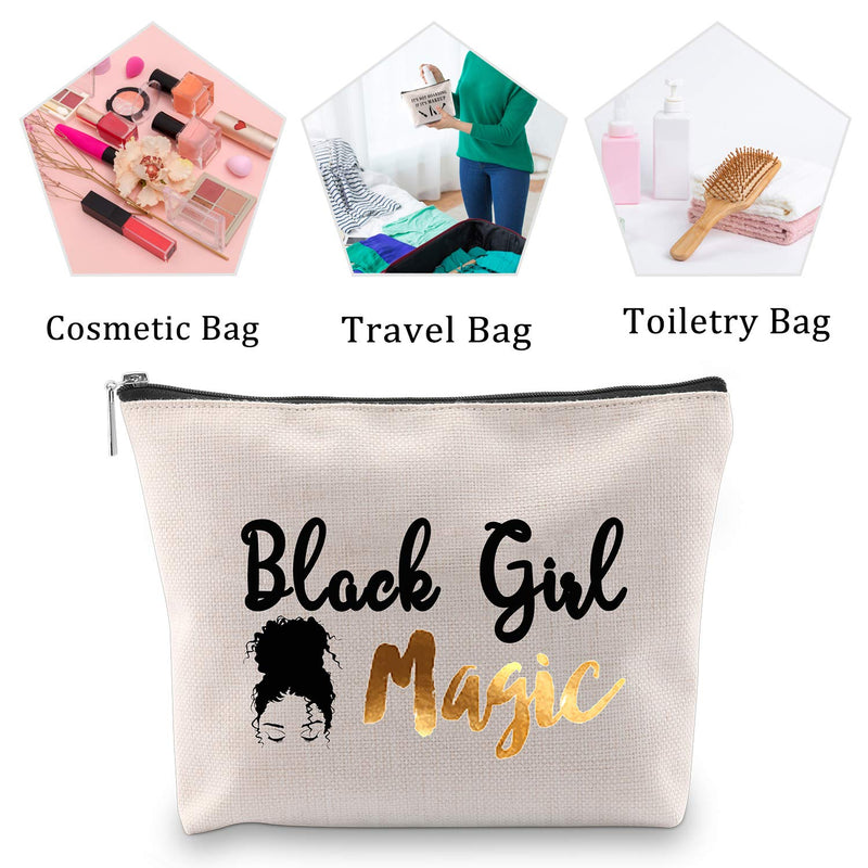 [Australia] - MBMSO Black Girl Magic Makeup Bag Travel Cosmetic Bag for Women Melanin Gifts African American Gifts Inspirational Gifts (Makeup Bag) 