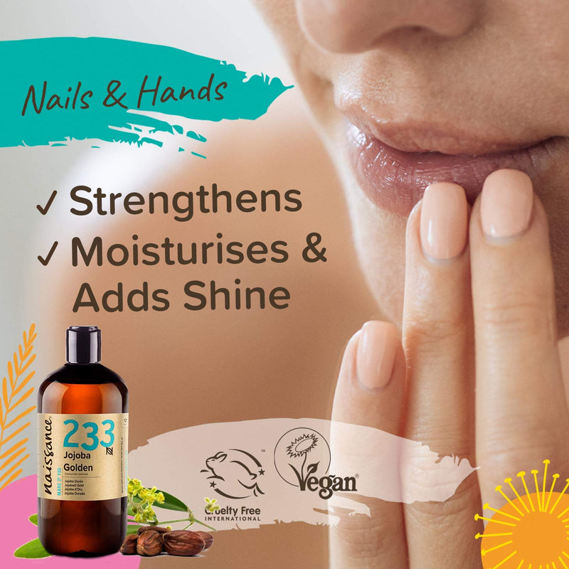 [Australia] - Naissance Cold Pressed Golden Jojoba Oil (no. 233) 500ml - Pure & Natural, Unrefined, Vegan, Hexane Free, No GMO - Ideal for Aromatherapy and as a Massage Base Oil 