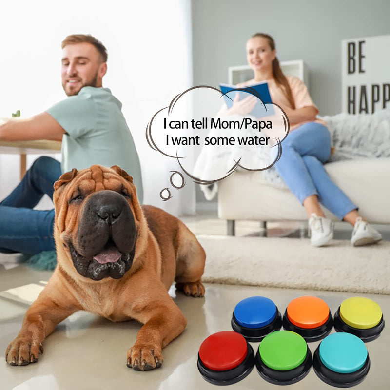 [Australia] - Voice Recording Button, Dog Buttons for Communication Pet Training Buzzer, 20 Second Record & Playback, Funny Gift for Study Office Home, 6 Packs 