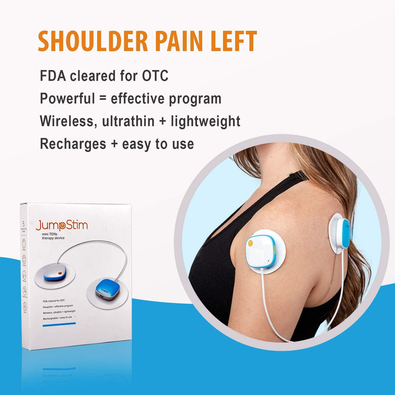 [Australia] - JumpStim TENS Muscle Massager Double Pad Electrode Stimulator – Rechargeable, Portable, Wearable Adhesive 5 Speed Massage Relief Therapy Device for Back Pain, Neck Strain, Achy Feet, Sports Injury 