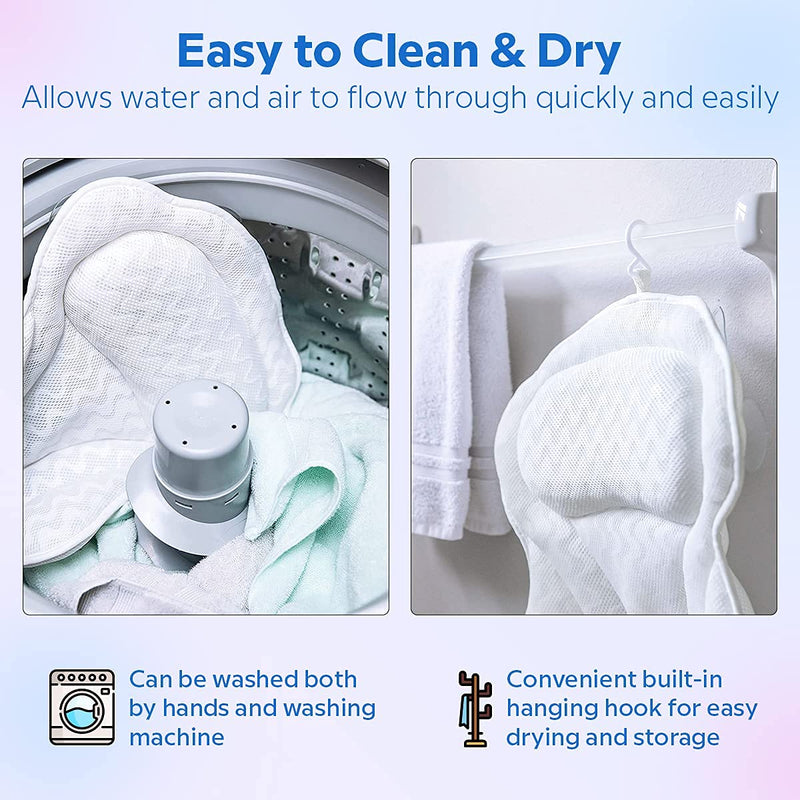 [Australia] - ADOV Bath Pillow, Non-Slip Comfortable Luxury Bathtub Pillow with 6 Suction Cups, Ergonomic 3D Air Mesh Headrest Cushion for Head, Shoulder, Neck and Back Support Relaxation Home Spa Hot Tub Jacuzzi 
