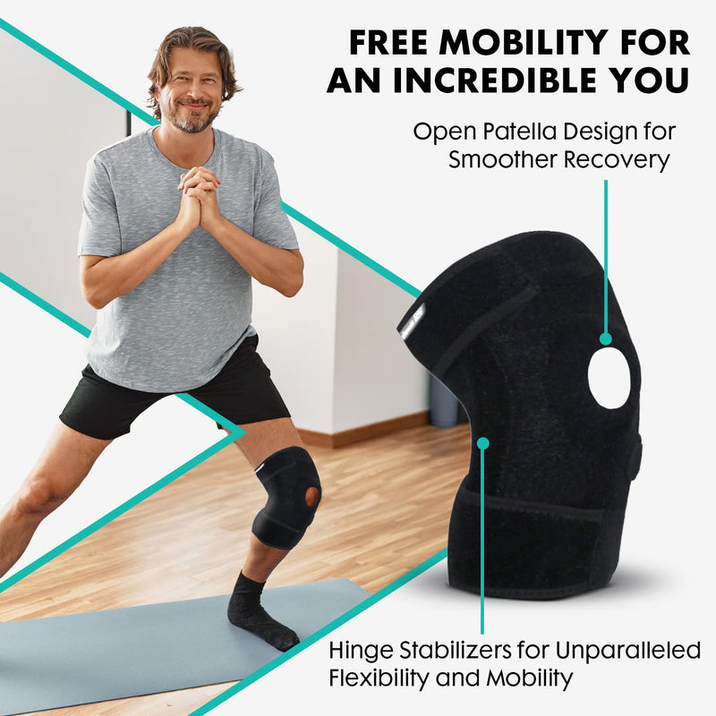[Australia] - Movefix Knee Braces For Knee Pain, Patella Knee Braces For Knee Pain for Men and Women - Helps in Knee Support - Injury Recovery Knee Brace for Meniscus Tear, Arthritis, Workout (2XL/3XL, Black) 2XL/3XL 