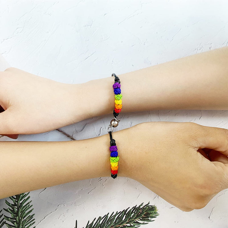[Australia] - 2pcs Pride Bracelet Rainbow LGBT Bracelets for Women Men Rainbow Pride Bracelet for Gay&Lesbian 2PCS-CS 