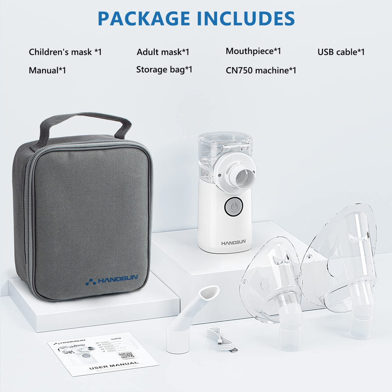 [Australia] - Hangsun Portable Mesh Mist Machine Silent Inhaler CN750 for Kids and Adult, with Storage Bag for Travel and Home Use 