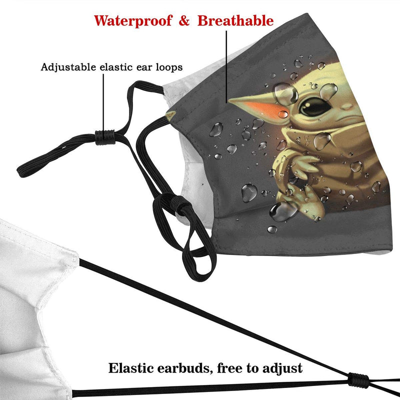 [Australia] - ANIUERLN Funny Face Protection Cute Star Baby Reusable Ear Loop Neck Gaiter with Filters Men Women Kids Black 