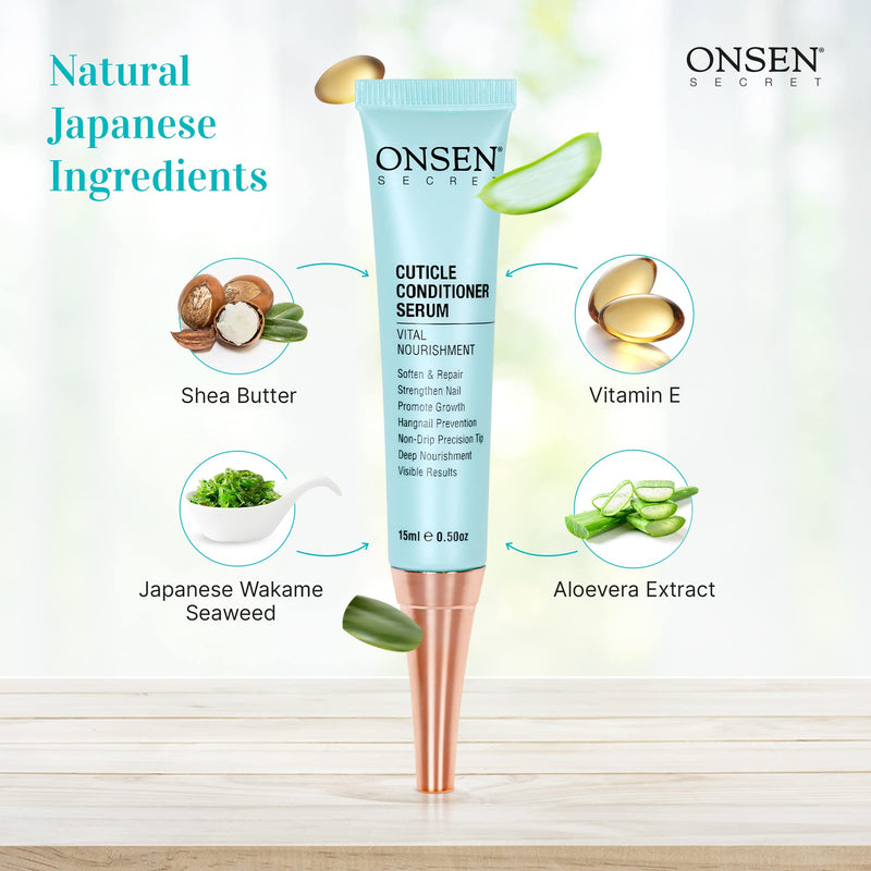 [Australia] - Onsen Secret Cuticle Cream Bundle, Double Sided Nail File 120/180 Grit, Cuticle Oil - Japanese Natural Healing Minerals Nail Care Serum. (15ml + Buffer + Nail File) 15ml + Buffer + Nail File 