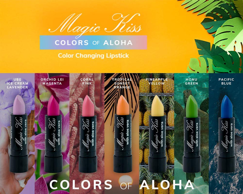 [Australia] - Pack of 6 Magic Kiss Color Changing Matte Lipstick set, Waterproof Long Lasting Nutritious Lips Moisturizer Magic Temperature Color Change Lip Balm with Aloe Vera PH Lipstick Beauty Cosmetics Makeup MADE IN USA Green 