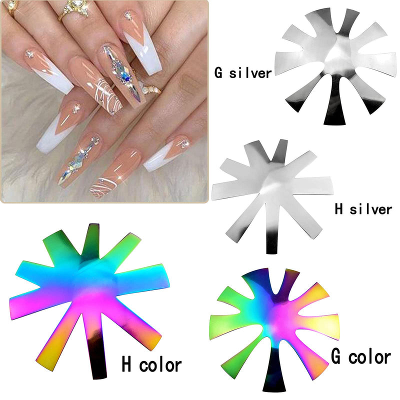 [Australia] - Oval French Tip Cutter 2 Pcs,9 Sizes French Smile Line Cutter DIY Nail Art Almond Deep Oval French Cutter for Nails Reusable Easy French Nail Cutter Plate Module Stainless Steel G color H color 