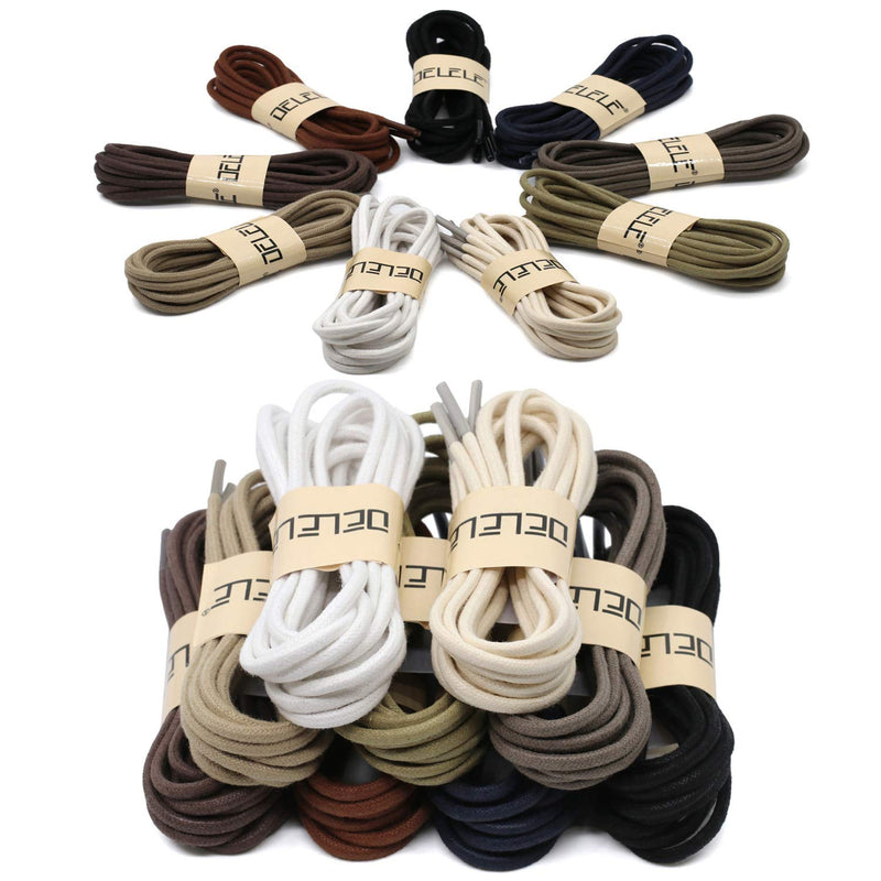 [Australia] - DELELE 2 Pair Super Cotton Round Waxed Shoelaces 1/8"Thick Shoe String Boot Laces for Dress Shoes 23.62"Inch (60CM) 01 Black 