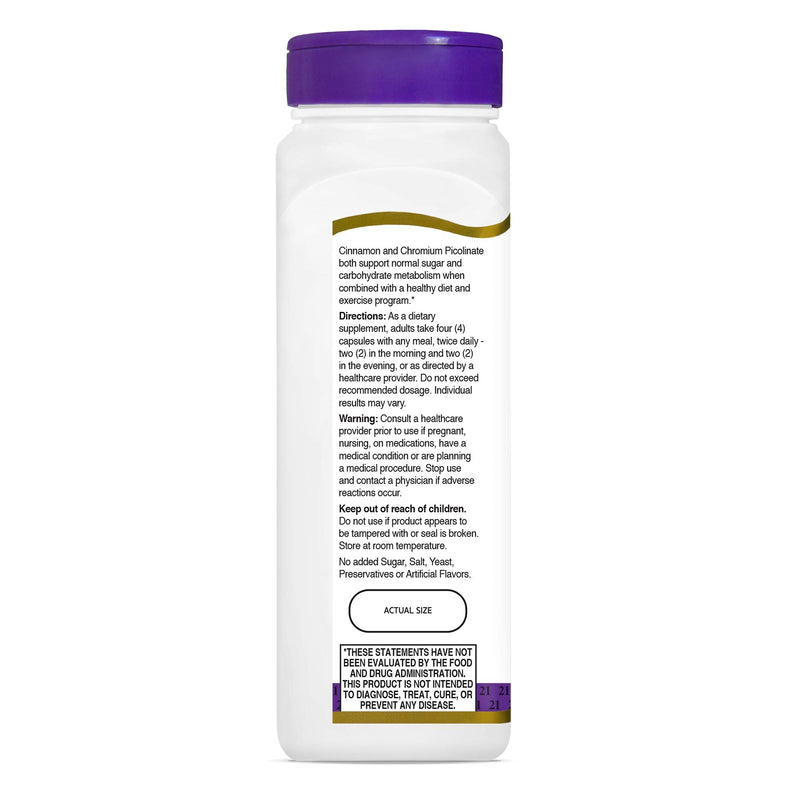[Australia] - 21St Century Cinnamon Plus Chromium Vegetarian Capsules, 120 Count 