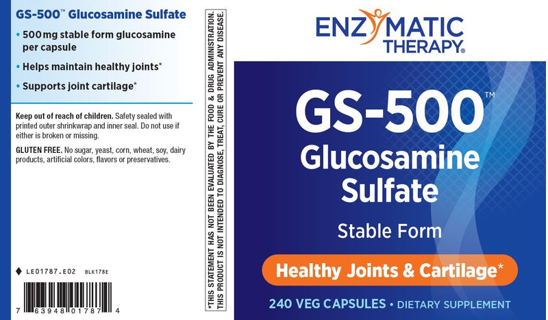[Australia] - Nature’s Way GS-500 Glucosamine Sulfate, Stable Form, Helps Support Healthy Joints, 240 Capsules 
