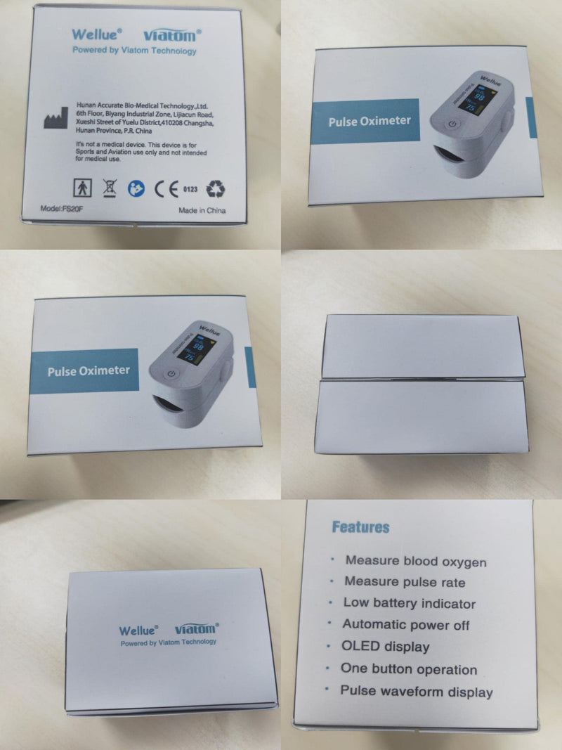 [Australia] - Wellue Pulse Oximeter Fingertip Blood Oxygen Saturation Monitor with Batteries for Wellness Use FS20F Bluetooth 
