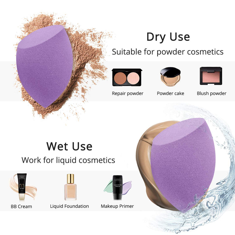 [Australia] - Makeup Sponges, Foonbe Blender Beauty Foundation Blending Sponge, Dry & Wet Use for Powder Cream or Liquid Application (3 Pcs, Multi-colored) 