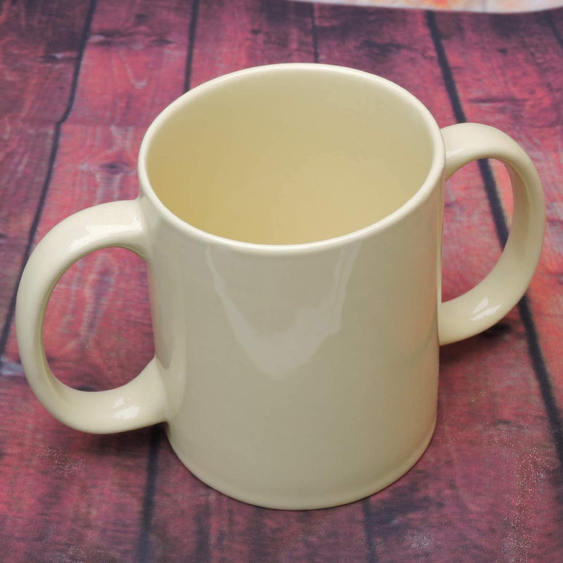 [Australia] - Dual Handle Mug | Two Handled Ceramic Drinking Mug for Secure Hold | 11.83 Fl. Oz. (350 Ml) - Yellow Color 