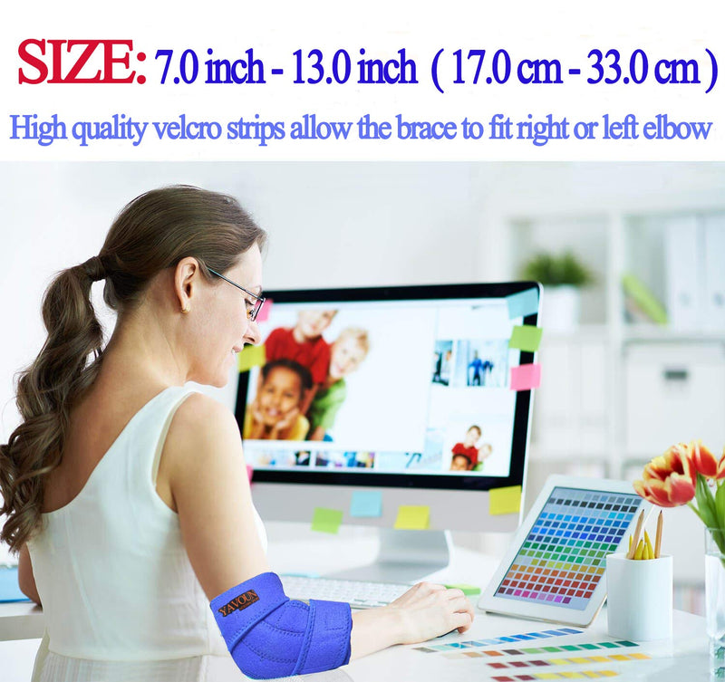 [Australia] - Elbow Support, Adjustable Tennis Elbow Support Brace, Great For Sprained Elbows, Tendonitis, Arthritis, Basketball, Baseball, Golfer's Elbow Provides Support & Ease Pains (Blue) Blue 