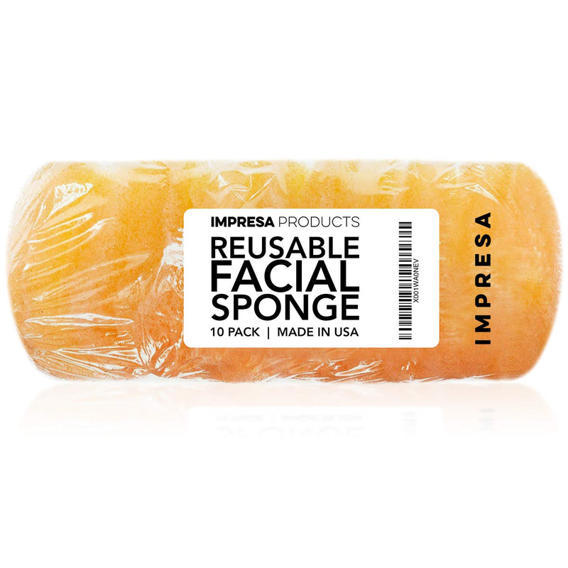 [Australia] - 10 Pack Facial Sponge for Daily Cleansing and Gentle Exfoliating - Buff Puff Style Exfoliating Pads Perfect for Removing Dead Skin, Dirt and Makeup - Reusable Puf, Made in The USA 