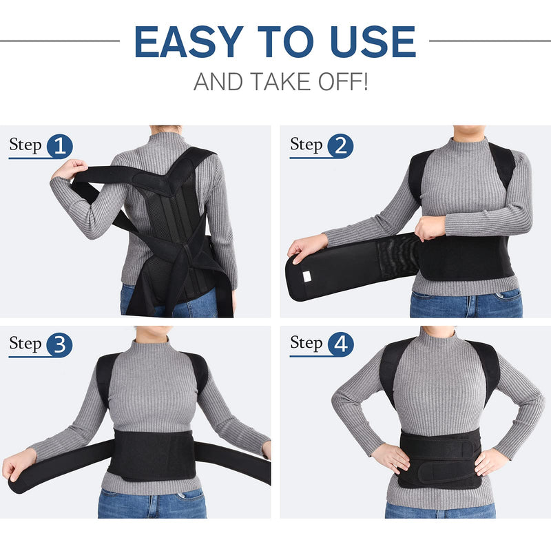 [Australia] - Back Brace for Women Men Adjustable Posture Corrector Improve Posture Lumbar Support Shoulder Lower Upper Back Pain Relief Medium 