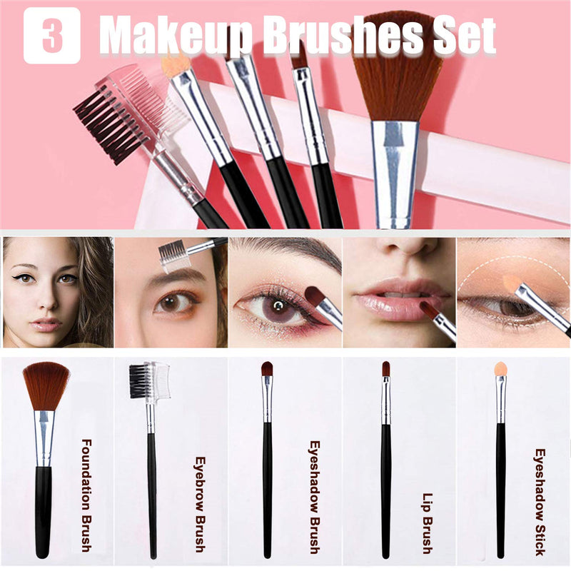 [Australia] - All in One Makeup Kit, Includes 12 Colors Naked Eyeshadow Palette, 5Pcs Makeup Brushes, Waterproof Eyeliner Pencils, Eyebrow Powder and Quicksand Cosmetic Bag, Gift Set for Women, Girls & Teens 