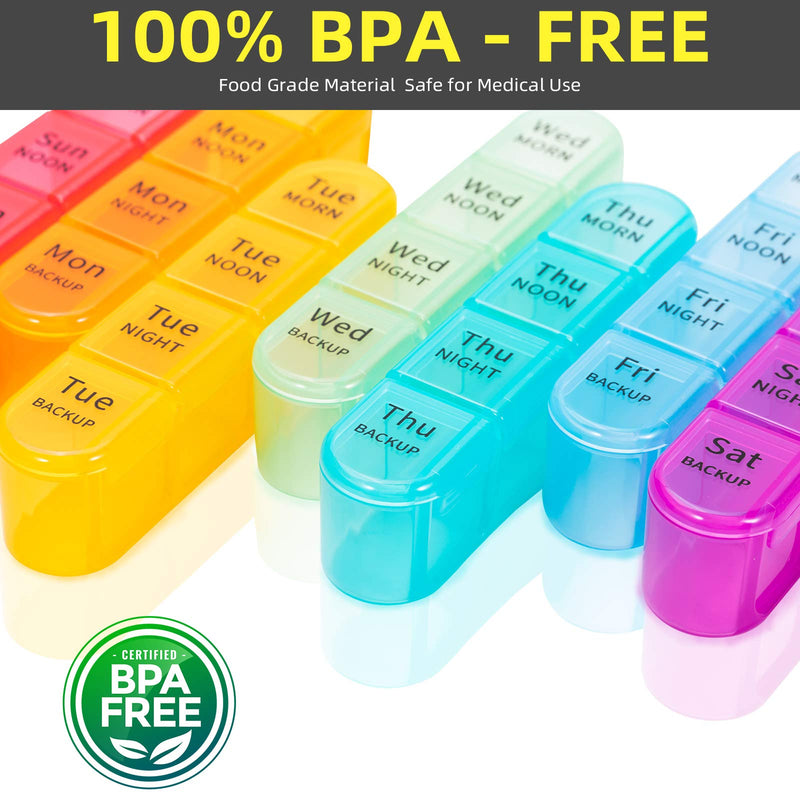 [Australia] - Pill Box 4 Times a Day, 7 Days Pill Organiser Box with 28 Compartments, Weekly Pill Case for Morning Noon Evening and Bed Time Rainbow 