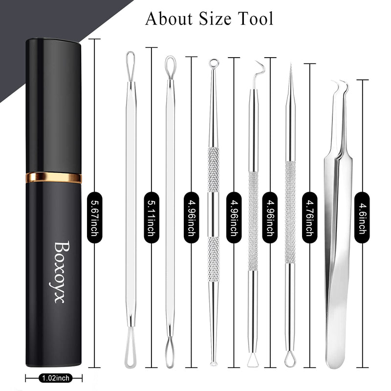 [Australia] - Boxoyx Pimple Popper Tool Kit - 6Pcs Blackhead Remover Comedone Extractor Tool Kit with Metal Case for Quick and Easy Removal of Pimples, Blackheads, Zit Removing, Forehead, Facial and Nose(Silver) 