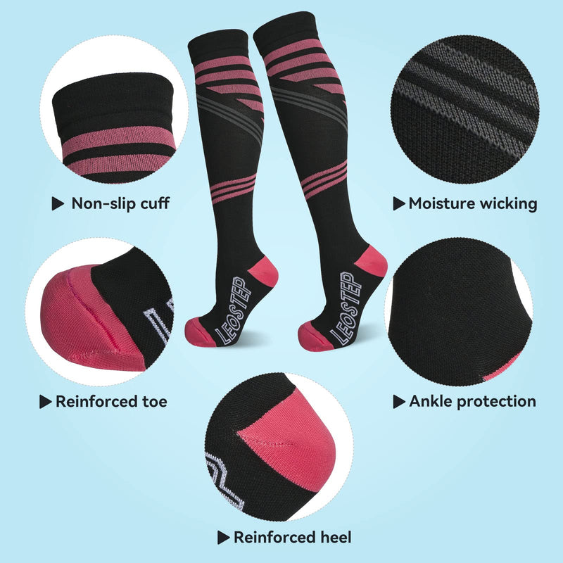 [Australia] - Compression Socks for Women & Men Medical Circulation 15-25 mmHg,Best for Nurses,Youth,Nursing,Running,Travel(4 Pairs) Geometric S-M 