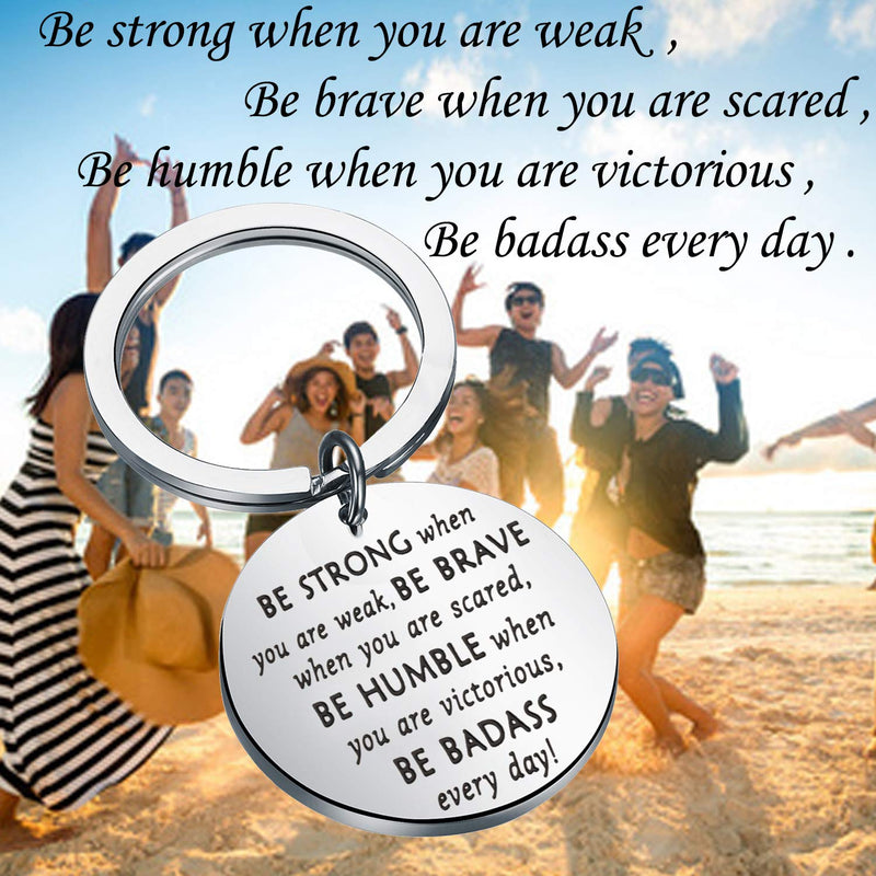 [Australia] - MYOSPARK Be Strong Be Brave Be Humble Be Badass Everyday Inspirational Stainless Steel Disc Pendant Keychain Motivational Gift Strong Brave Humble Badass 