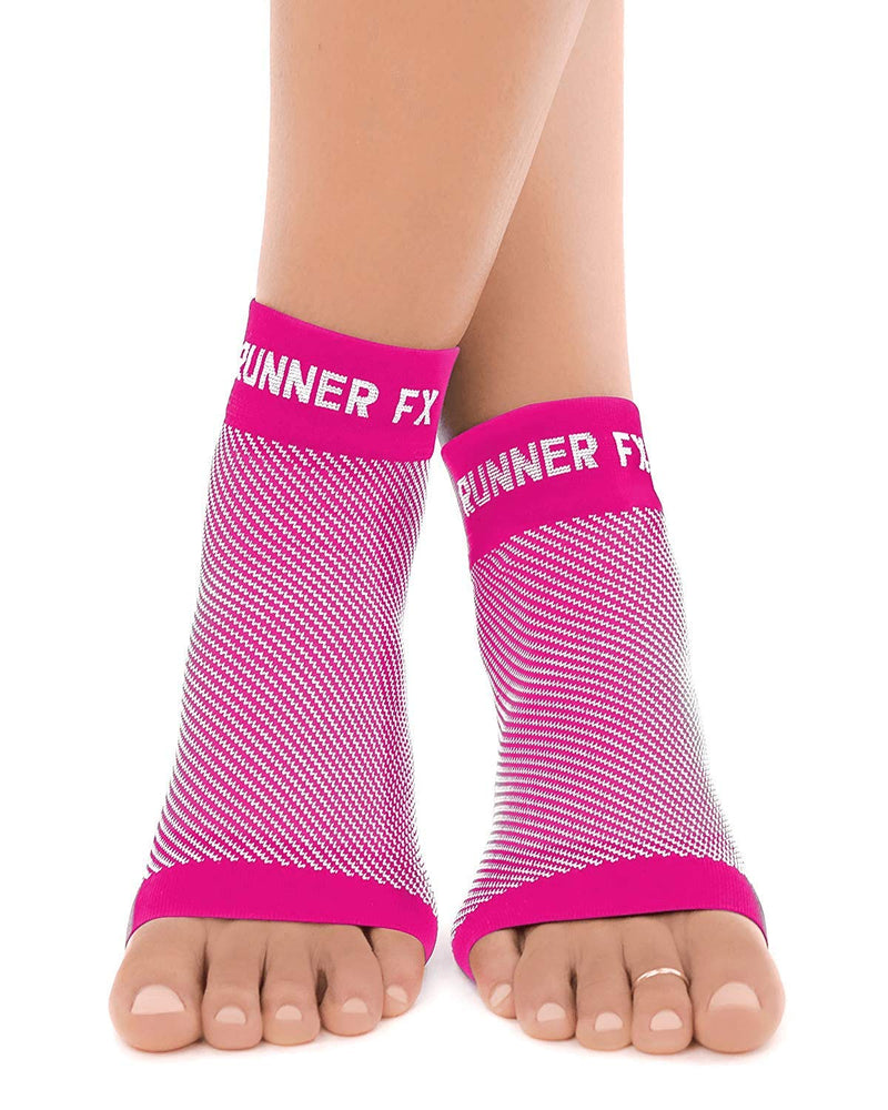 [Australia] - Runner FX Sports Plantar Fasciitis Socks, Neuropathy socks - Plantar Fasciitis Socks Women, Plantar Fasciitis Socks for Men, Plantar Fasciitis Compression Socks, Ankle Support, Foot Supports Pink Small (1 Pair) 