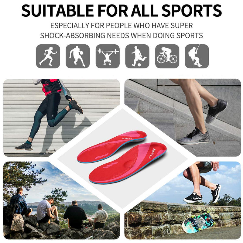 [Australia] - Arch Support Sports Insoles,Relieve Foot Fatigue,Unisex,Suitable Variety Shoe Types(Size:UK 7,Length:10.25",Red) Size:UK-7--10.25" Rose Red 