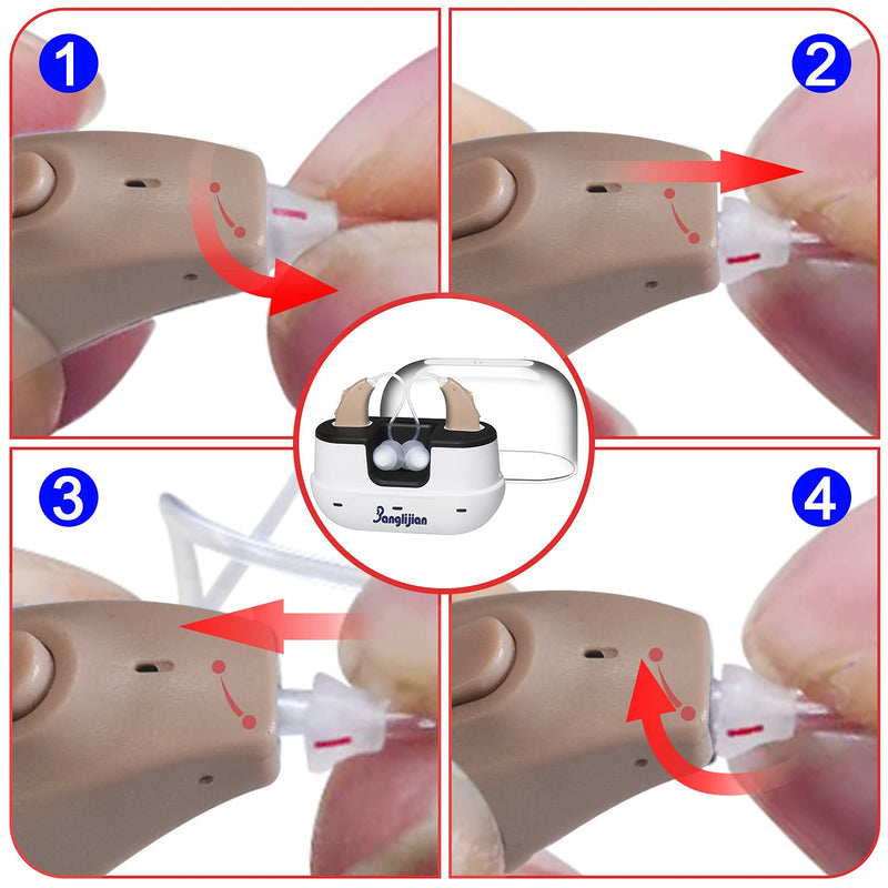 [Australia] - Banglijian Hearing Amplifier Replacement Slim Sound Tubes for BLJ-707 (Red-Right Ear) Red 