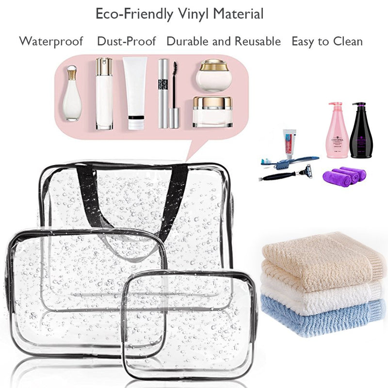 [Australia] - Clear Makeup Bags, APREUTY TSA Approved 6Pcs Cosmetic Makeup Bags Set Waterproof Clear PVC w/ Zipper Handle Portable Travel Luggage Pouch Airport Airline Bags Bathroom (Clear) 