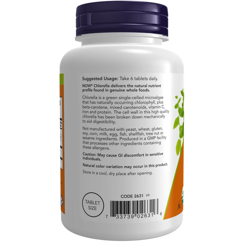 [Australia] - NOW Supplements, Organic Chlorella 500 mg with naturally occurring Chlorophyll, Beta-Carotene, mixed Carotenoids, Vitamin C, Iron and Protein, 200 Tablets 200 Count (Pack of 1) 