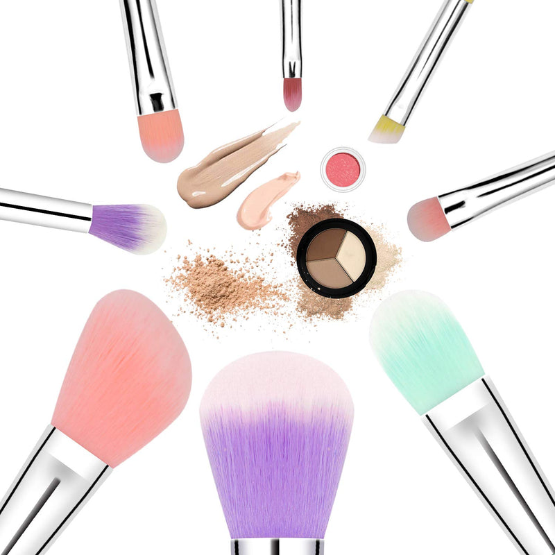 [Australia] - ENERGY Colorful Rainbow Makeup Powder Brushes Set With Case Beauty Tools with Foundation Face Blending Blush Concealer Brow Eye Shadow Brushes Essential Cosmetics for Girl Women (8 Pcs) Multi-colored 