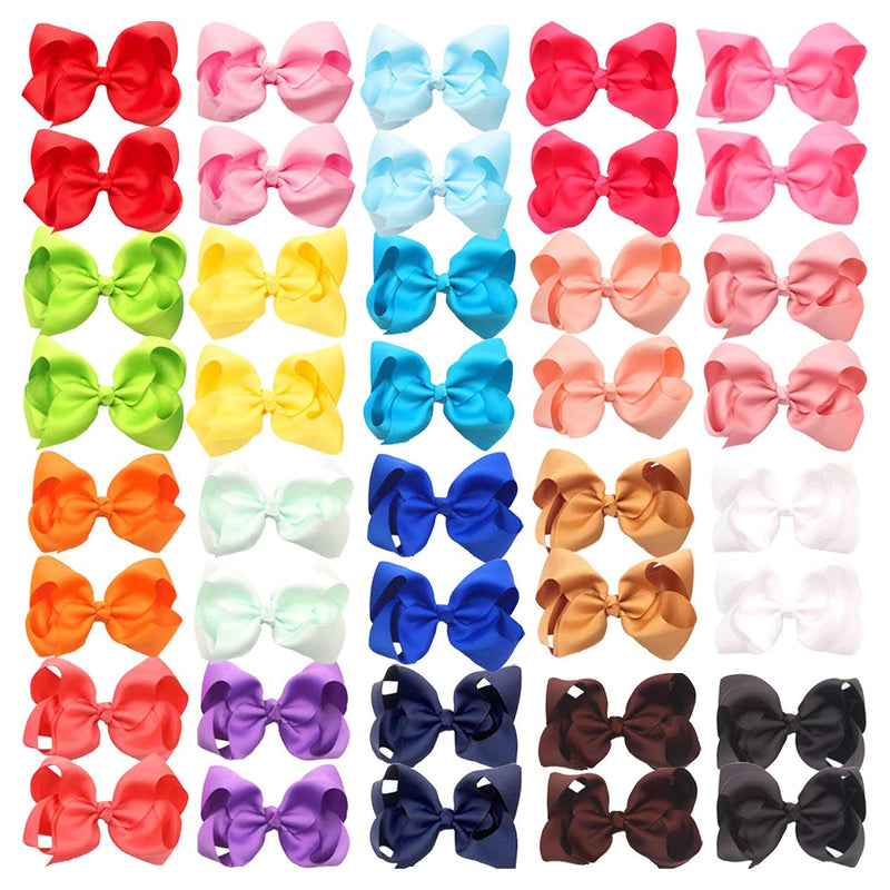 [Australia] - JOYOYO 40 Pcs Girls Hair Bows Ribbon Bows Craft Bows 4.5 Inch Bows, Toddler Girls Hair Bows Hair Bow Clips for Toddlers Hair Bows for Little Girls 