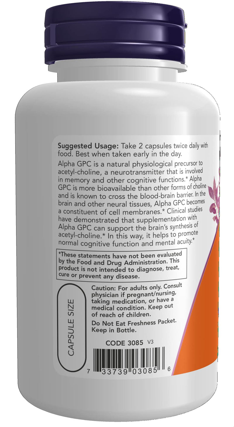 [Australia] - NOW Supplements, Alpha GPC 300 mg with Bioavailable Source of Choline, 60 Veg Capsules 60 Count (Pack of 1) 