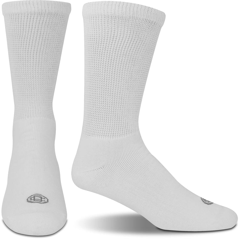 [Australia] - Doctor's Choice Diabetic Socks for Men, Seamless Crew Socks with Non-Binding Top, 4-Pairs, Large 10-13 & X-Large 13-15 White/Crew Large (4 Pair) 
