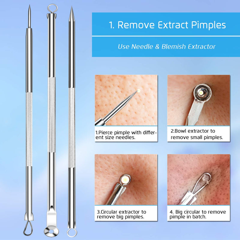 [Australia] - Premium Blackhead Remover, Comedone Blemish Acne Extractor,Popping Pimple Popper Whitehead Removal, Precision Tweezers, Zit Removing, Milia Remove 