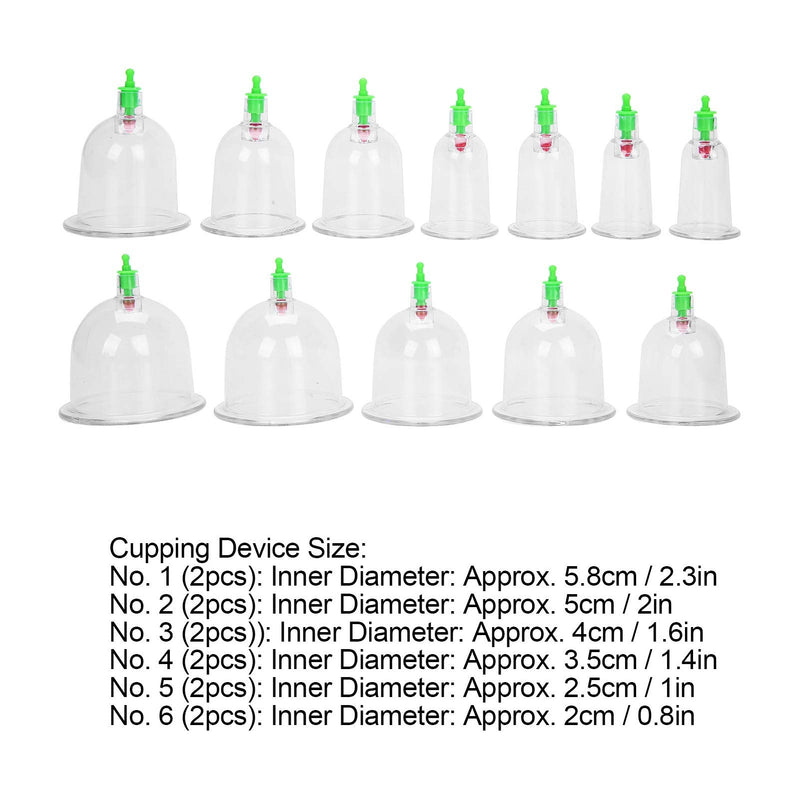 [Australia] - 12 Pieces Cupping Set, Cupping Glasses with Vacuum Pump Cupping Cup Cupping Cup Household Vacuum Cupping kit Pull Out Chinese Massage Body Therapy Massage Vacuum Suction Cup 