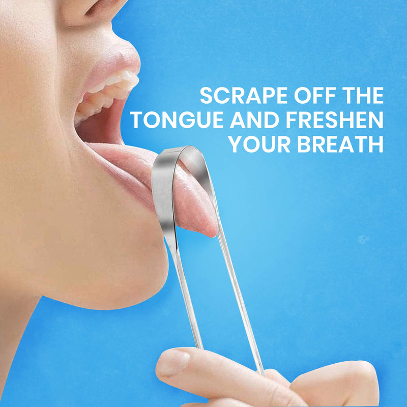 [Australia] - Tongue Scraper for Adults by HOKIN (2Pcs Oral Care Pack) Stainless Steel Tongue Cleaners Reduce Bad Breath 100% Metal Tough Scrapers Men and Women Hygiene Product 2 Count (Pack of 1) U Shaped Silver 
