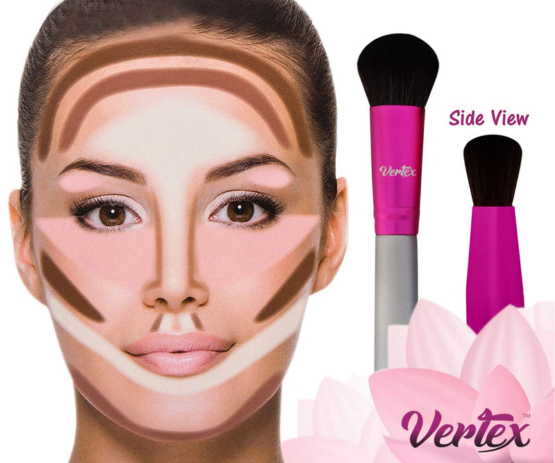 [Australia] - Vertex Beauty Blush Brush and Cheek Bronzer Highlighting Makeup Brushes | Create Dramatic Cheeks Angled Kabuki Gloss Highlights | Face Hugging Body Portable Contour Brush For Perfect Powder Mineral Blending Bronze Tan Face Tanning Brush Self Tanner 