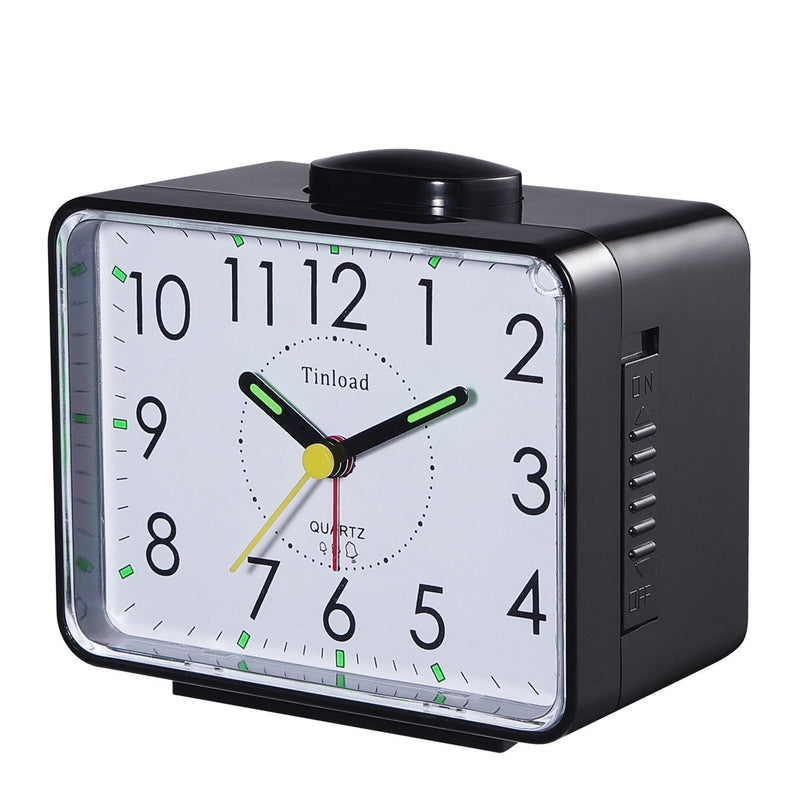 [Australia] - 4" Loud Crescendo Bell Alarm Clock Silent No Ticking,Snooze,Nightlight,Battery Operated,Easy Set(Black) Black 