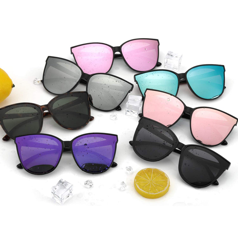 [Australia] - LVIOE Cat Eyes Sunglasses for Women, Polarized Oversized Fashion Vintage Eyewear for Driving Fishing - 100% UV Protection Black 