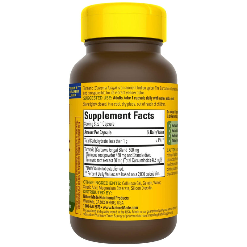 [Australia] - Nature Made Turmeric Curcumin 500 mg, Herbal Supplement for Antioxidant Support, 60 Capsules, 60 Day Supply 60 Count (Pack of 1) 