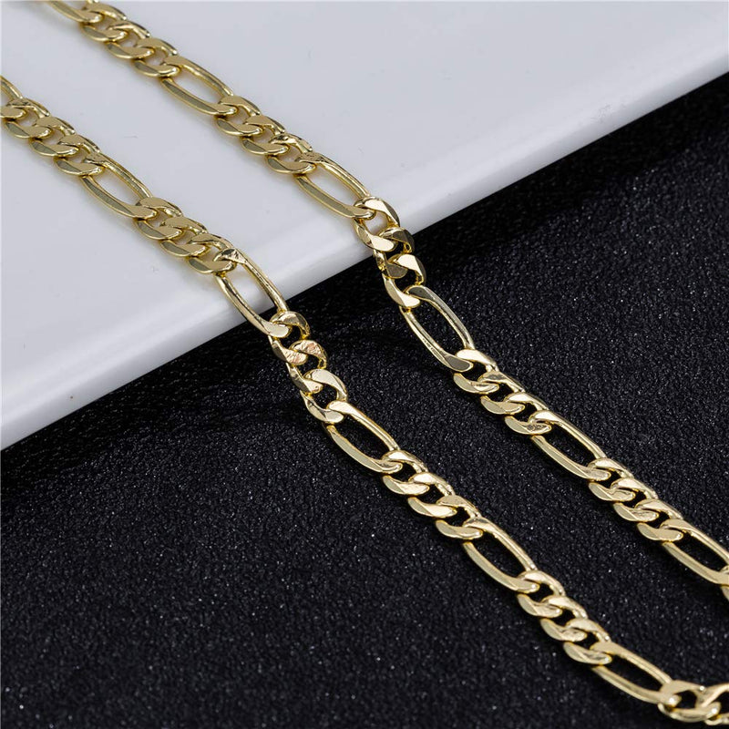 [Australia] - 14k White Gold Plated 4mm Figaro Link Chain Flat Anklet, Ankle Bracelet for Women Men 9 10 11 inches 10.0 Inches 14k-gold-plated 