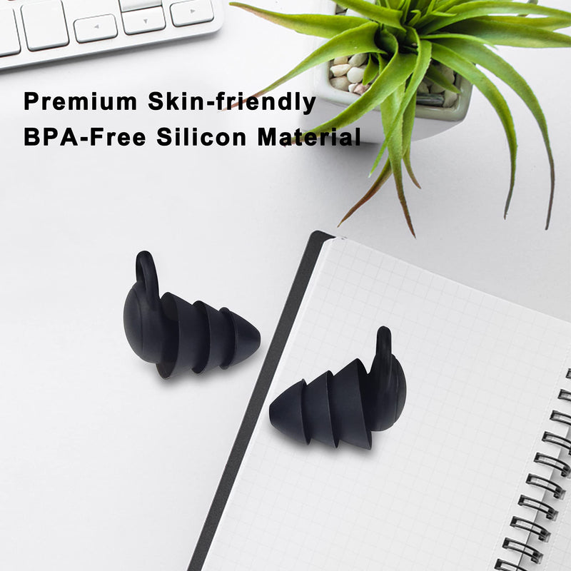 [Australia] - Frylaa EarPlugs for Sleeping Noise Callcelling,Ear Plugs for Sleep Sounds Blocking,Reusable Hearing Protection Silicon Earplugs for Work Snoring Swimming Concert Musician Construction Shooting-Black Black 