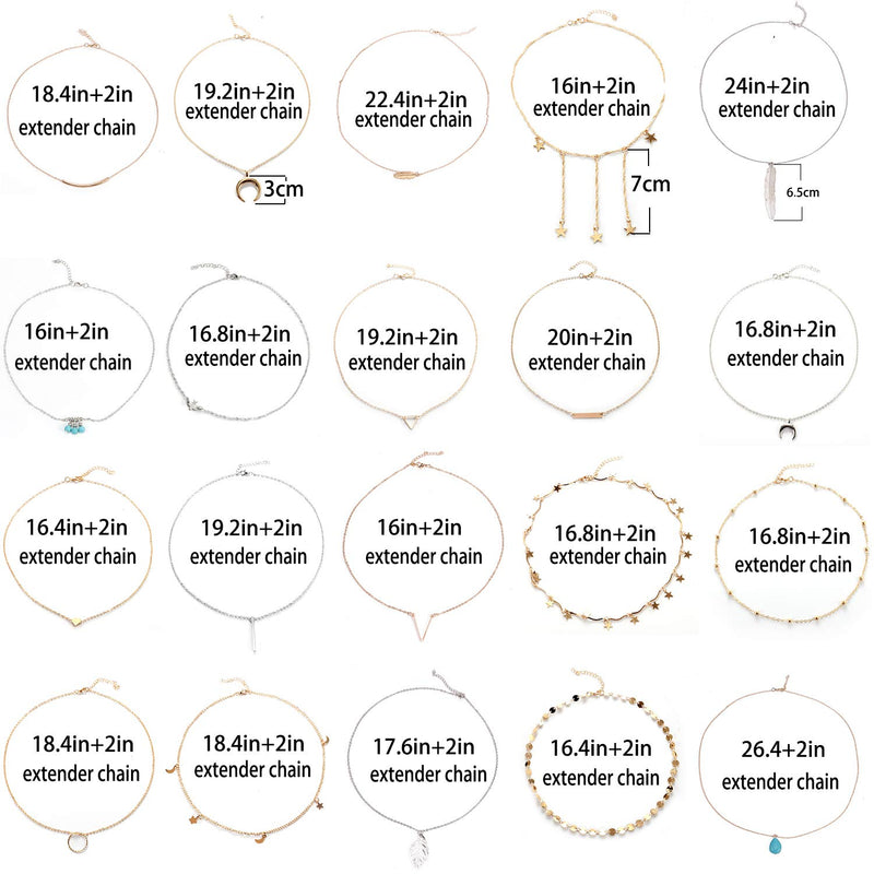 [Australia] - TAMHOO 20 PCS Multiple DIY Layered Choker Necklace for Women with Sexy Coin Moon Star Multilayer Choker Chain Y Necklaces Set Adjustable Gold Silver Bar Pendant Y Necklace for Teens Girls Women #2 20 PCS 