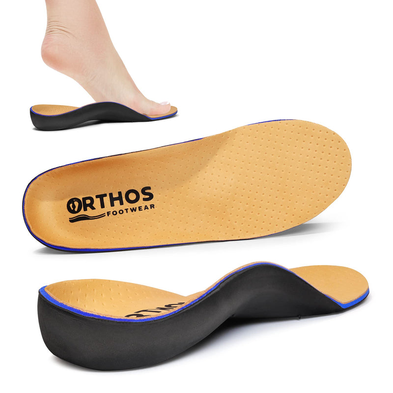 [Australia] - ORTHOS Orthotic Replacement Shoe Insoles - USA Made - Breathable Full Length Feet Insoles with Shock Absorption for Arch Support, Flat Feet, Heel Spurs, Plantar Fasciitis Leather Cover C - Women's 7-7.5 / Men's 5-5.5 