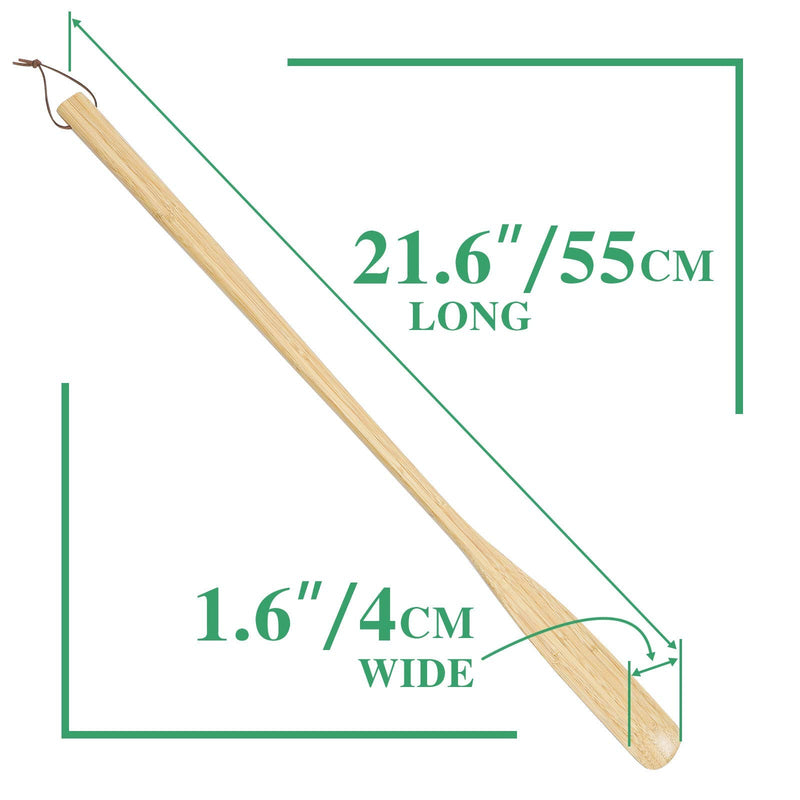 [Australia] - 21.6'' Long Handled Bamboo Wooden Shoe Horn,Wood Shoe Horn Long Handle for Seniors,Women and Men to Use While Standing,Professional Wooden ShoeHorn with Leather Strap for Hanging 