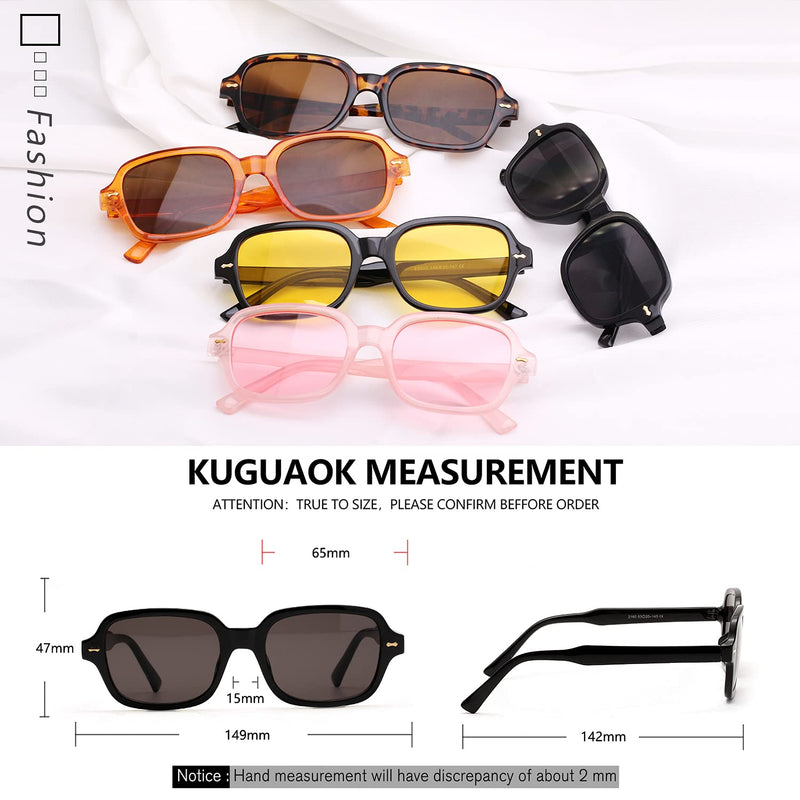 [Australia] - KUGUAOK Fashion Sunglasses for Women Outdoor Travel Irregular Square Sun Glasses 100% UV Protection Black Frame Black Lens 