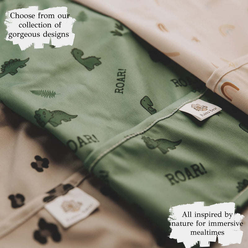 [Australia] - Bubba Bear ® Baby Weaning Bib with Sleeves | Long Sleeve Coverall Bibs Set | Toddler Led Feeding Sleeved Accessories for Babies from 6 Months Waterproof Apron Cape For Toddlers Beige 